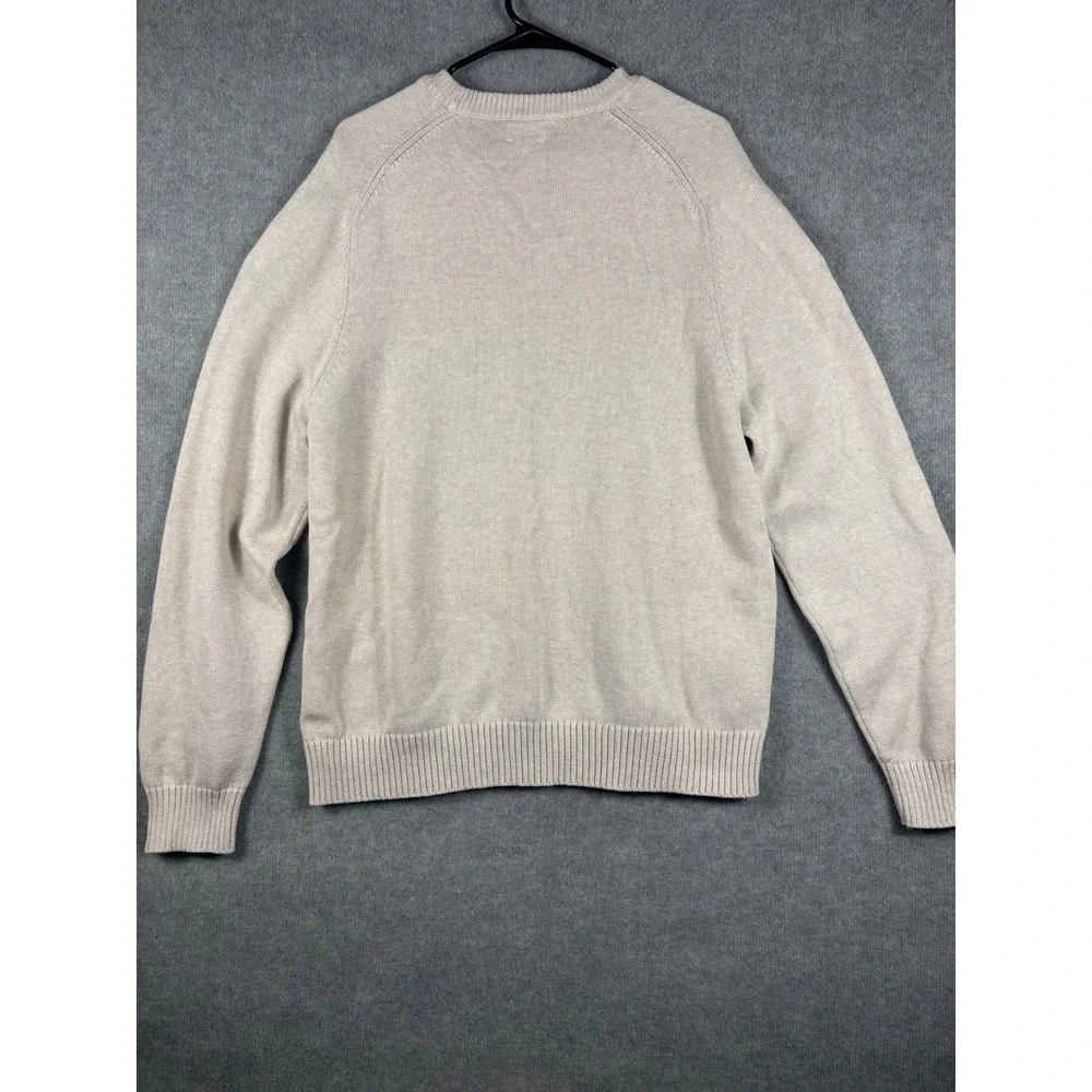 J. Crew Mens XXL Beige‎ Cotton Crewneck Knit Sweater BI841 HO23 Tan Long Sleeve